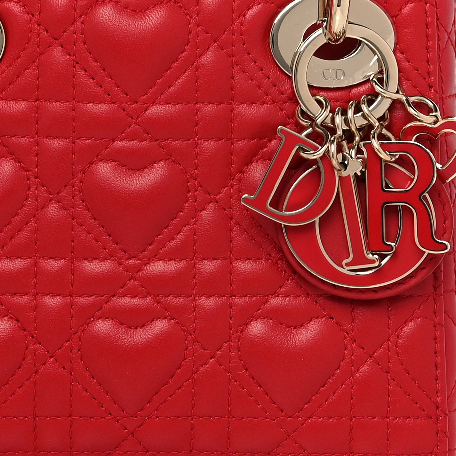 Christian Dior Calfskin Cannage Dioramour Mini Lady Dior Bag Bright Red 7 of 9