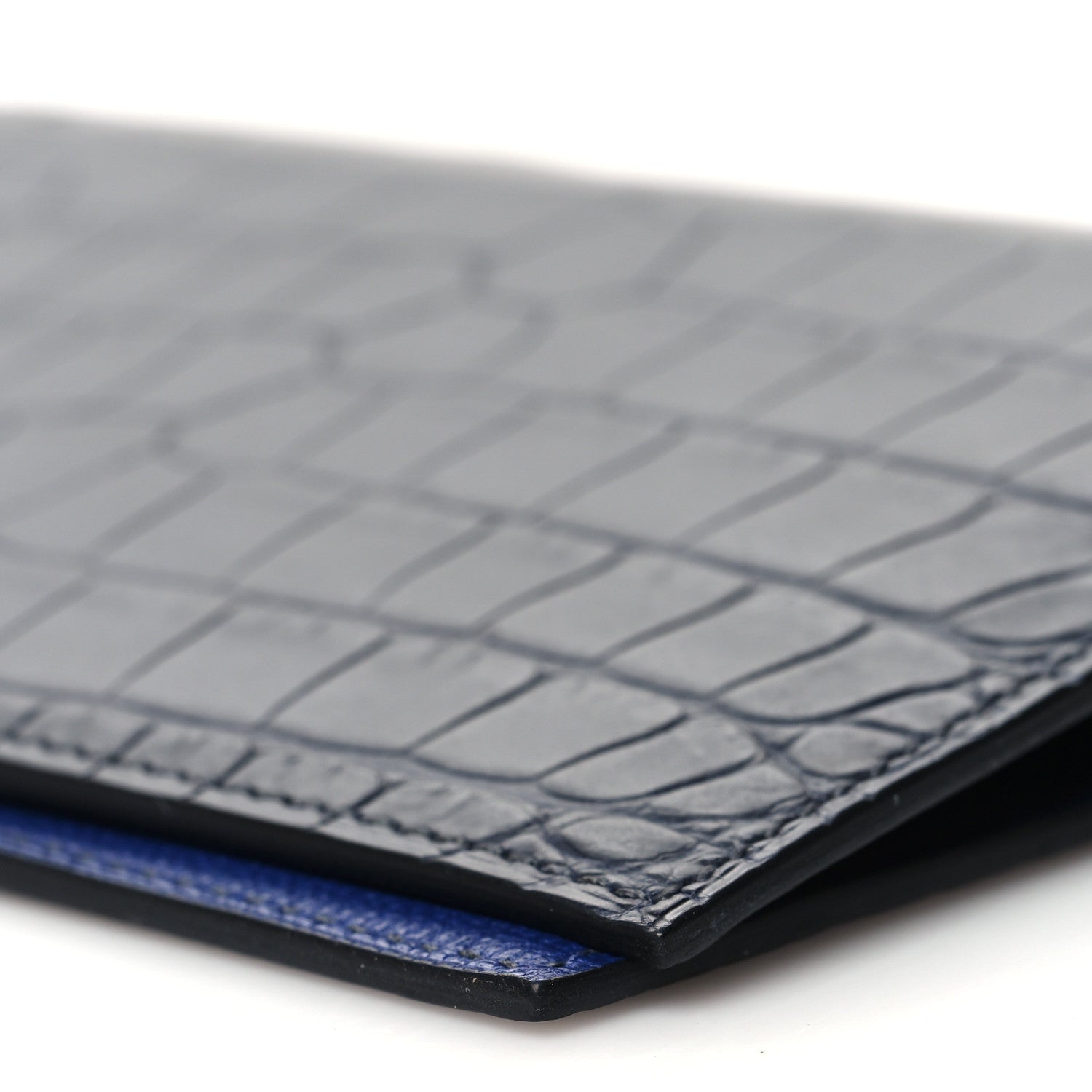 Hermes Matte Alligator Chevre Colorblock MC2 Magellan Passport Holder Black 10 of 11