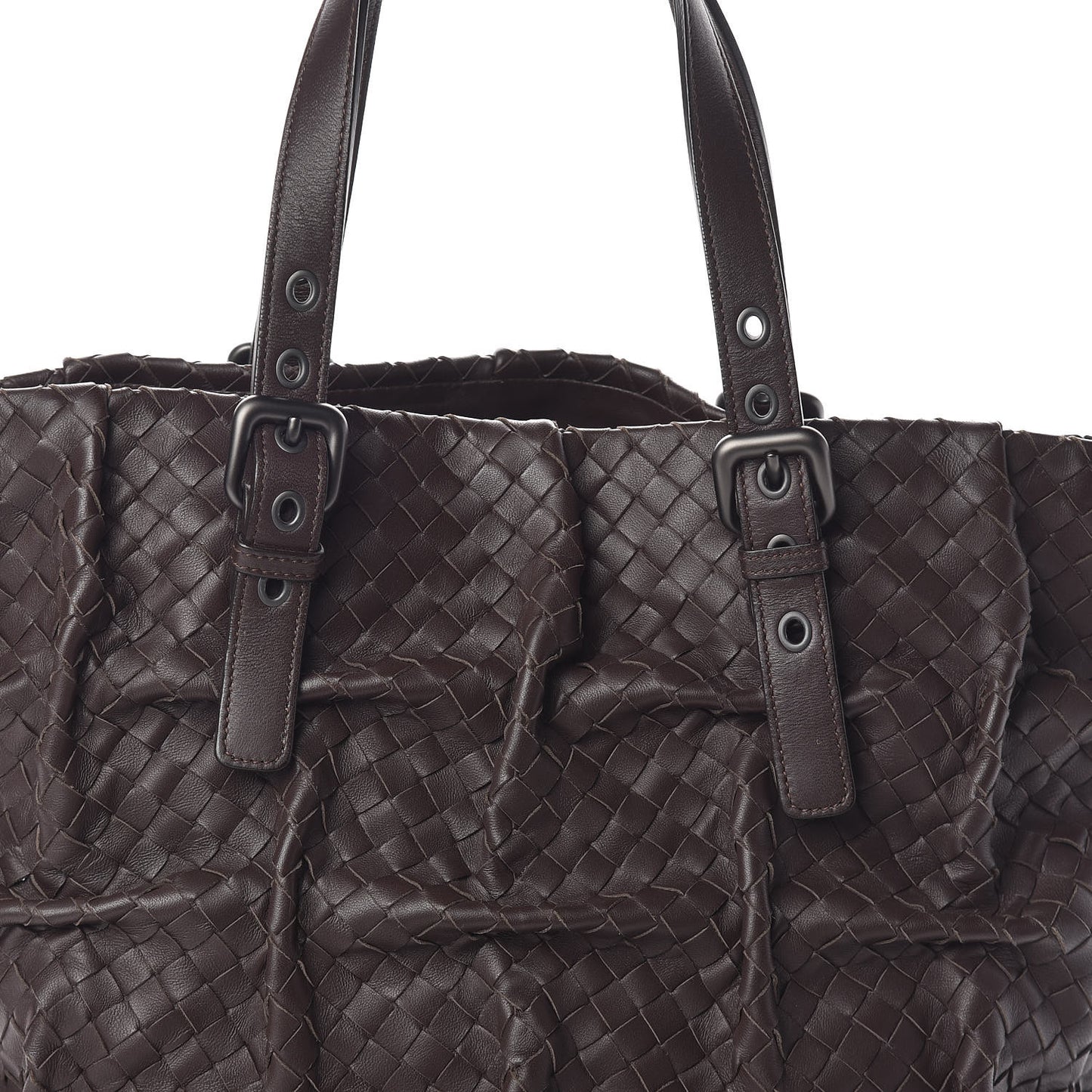 Nappa Intrecciato Pleated Tote Ebano