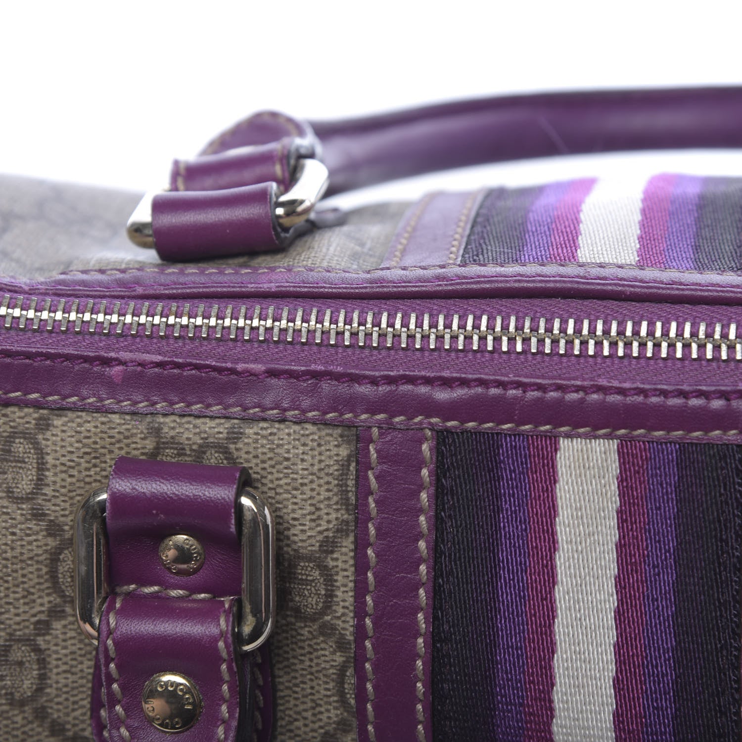 Gucci Monogram Vintage Web Small Boston Purple 10 of 14