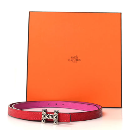 Hermes Epsom Swift 13mm H Medor Belt 80/32 Rouge Casaque Magnolia 6 of 6