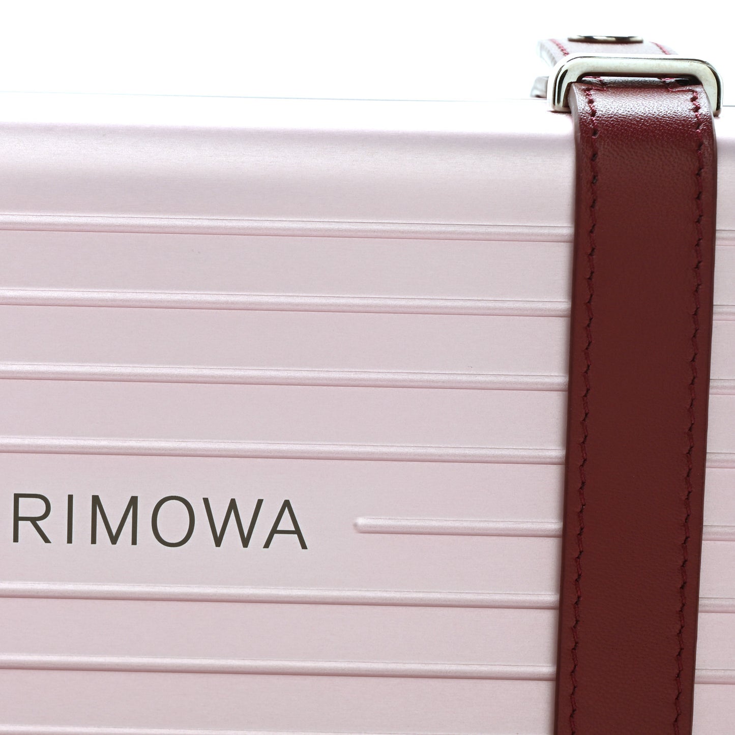 X RIMOWA Aluminum Personal Clutch On Strap Rose