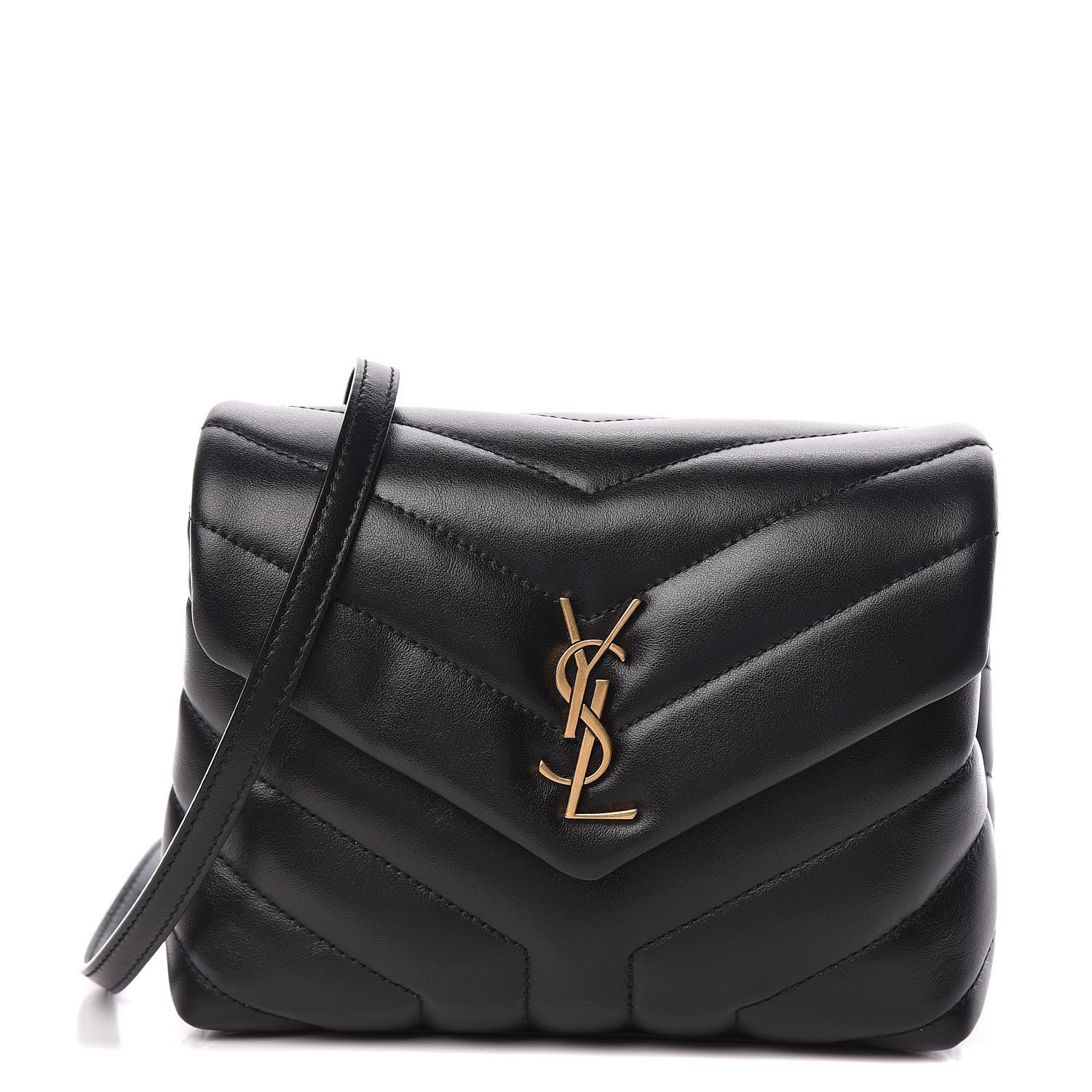 Saint Laurent Calfskin Y Quilted Monogram Toy Loulou Crossbody Bag Black 1 of 11