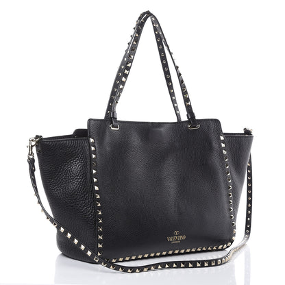 Valentino Garavani Alce Printed Calfskin Medium Rockstud Tote Black 3 of 10