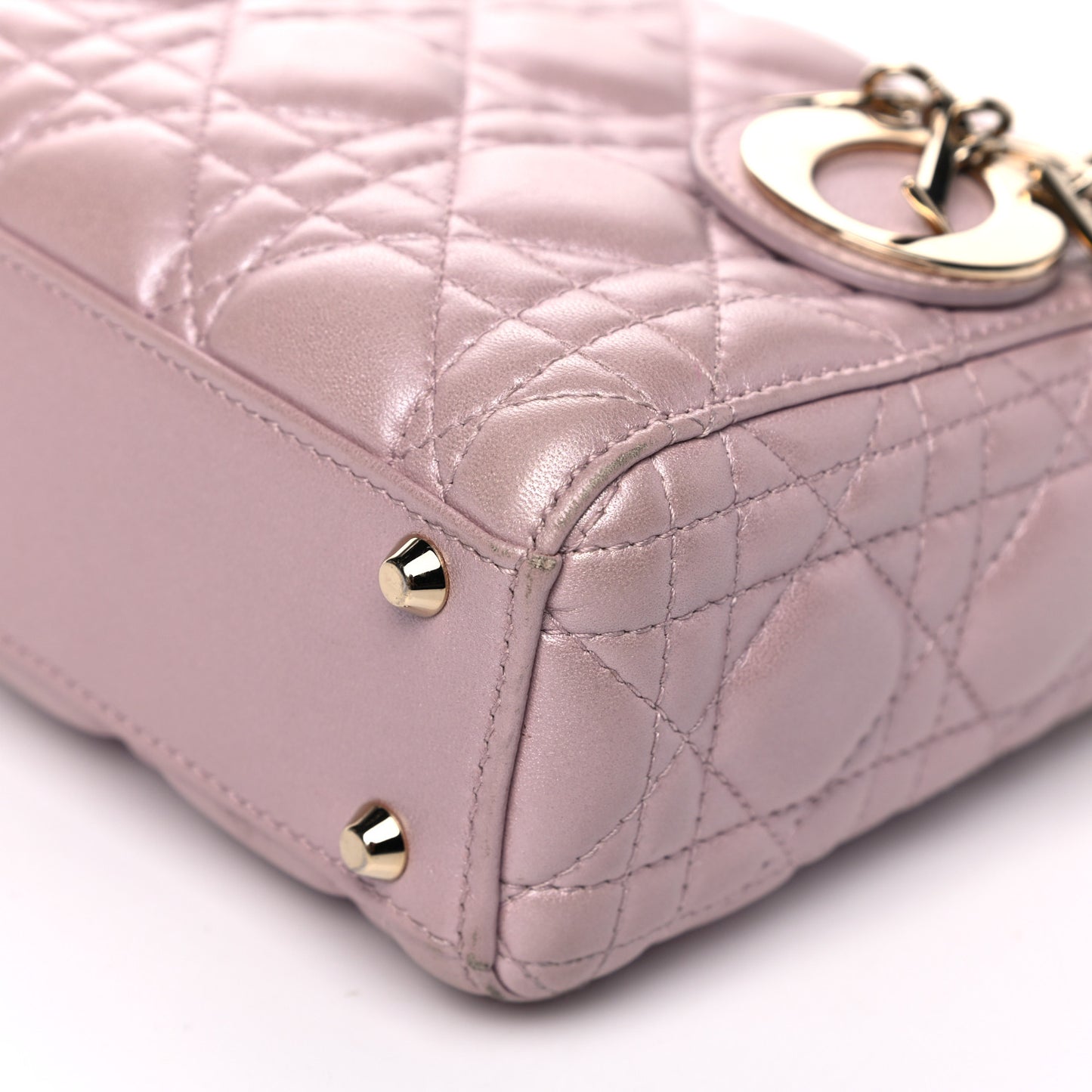 Metallic Lambskin Cannage Mini Lady Dior Lotus