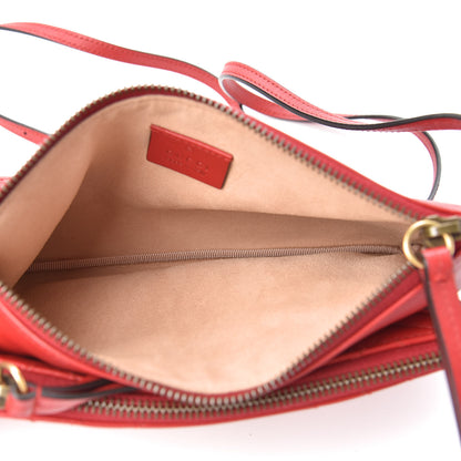 Gucci Calfskin Matelasse Small GG Marmont Double Zip Shoulder Bag Hibiscus Red 5 of 10