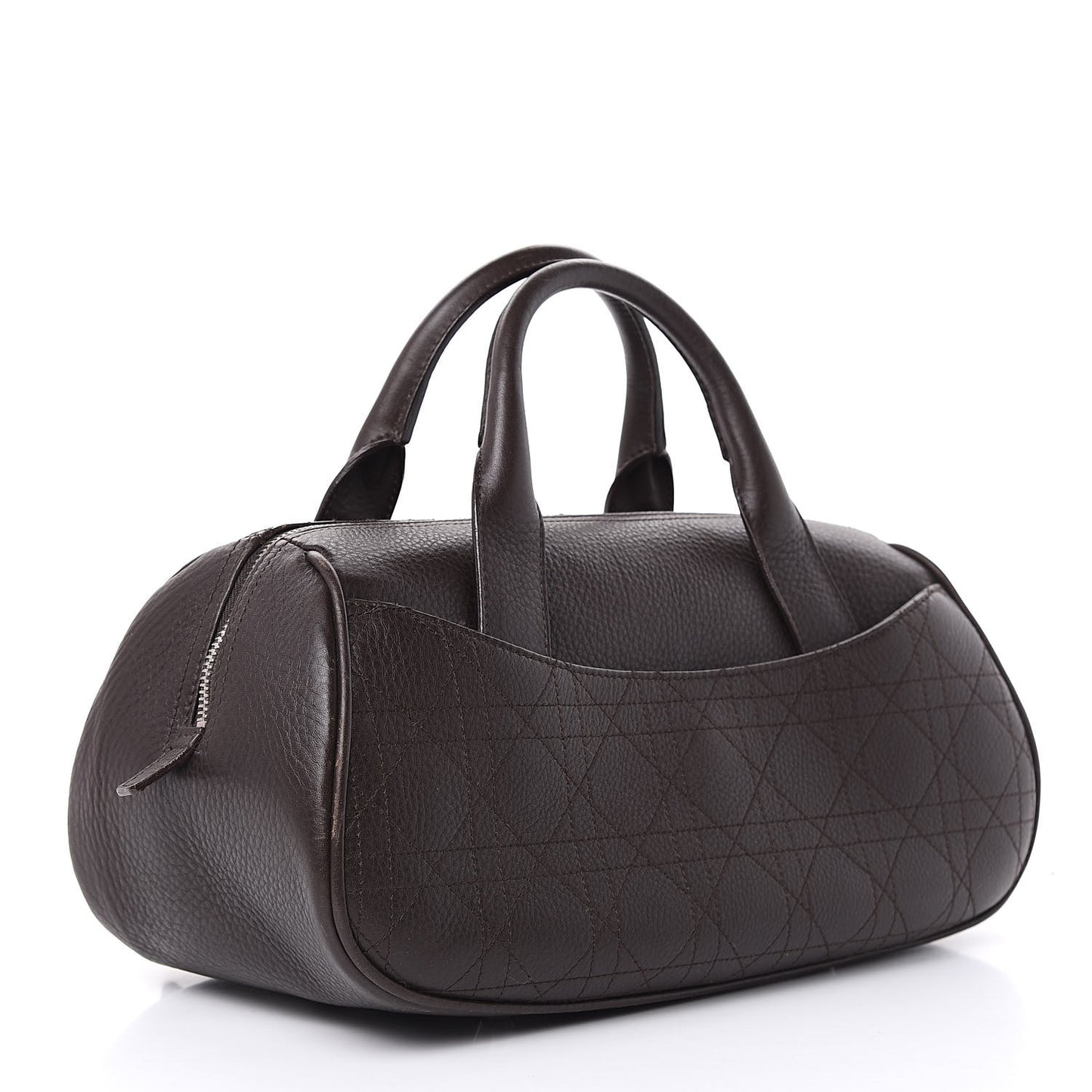 Calfskin Cannage Handbag Dark Brown