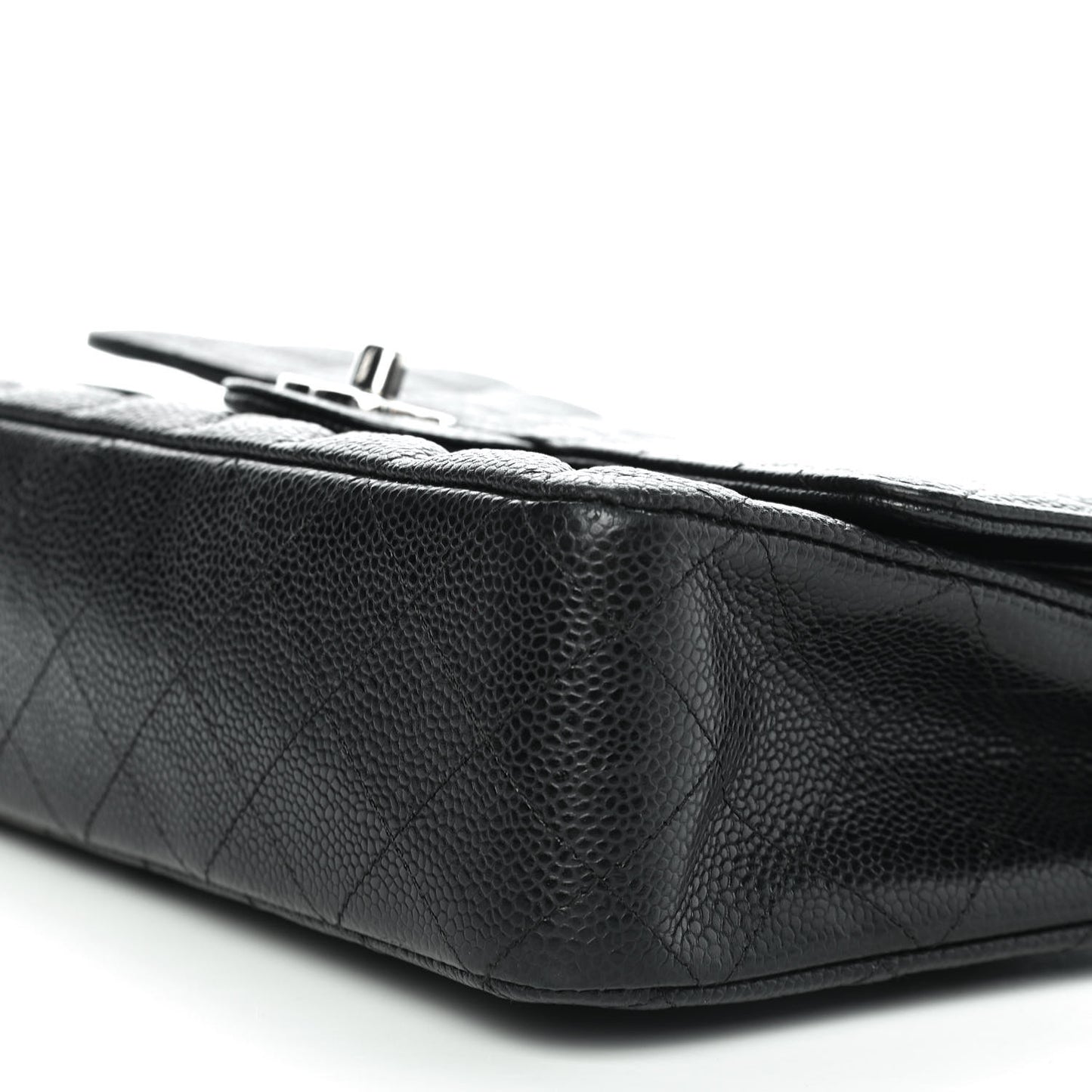 Caviar Quilted Medium Double Flap Black