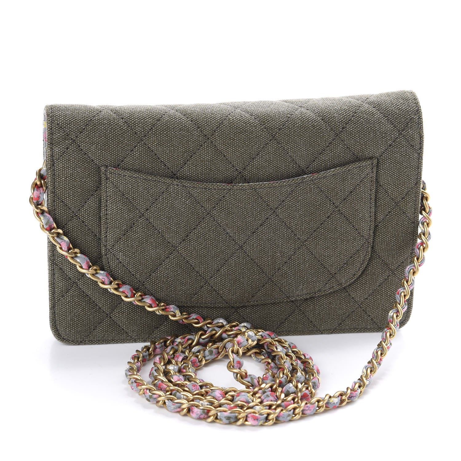 Chanel Canvas Quilted Coco Cuba Charms Wallet On Chain WOC Khaki 3 of 10