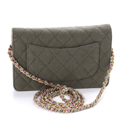 Chanel Canvas Quilted Coco Cuba Charms Wallet On Chain WOC Khaki 3 of 10