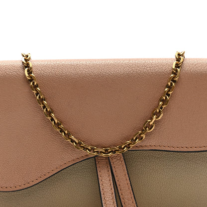 Christian Dior Grained Calfskin Saddle Chain Wallet Pouch Beige Taupe 8 of 10