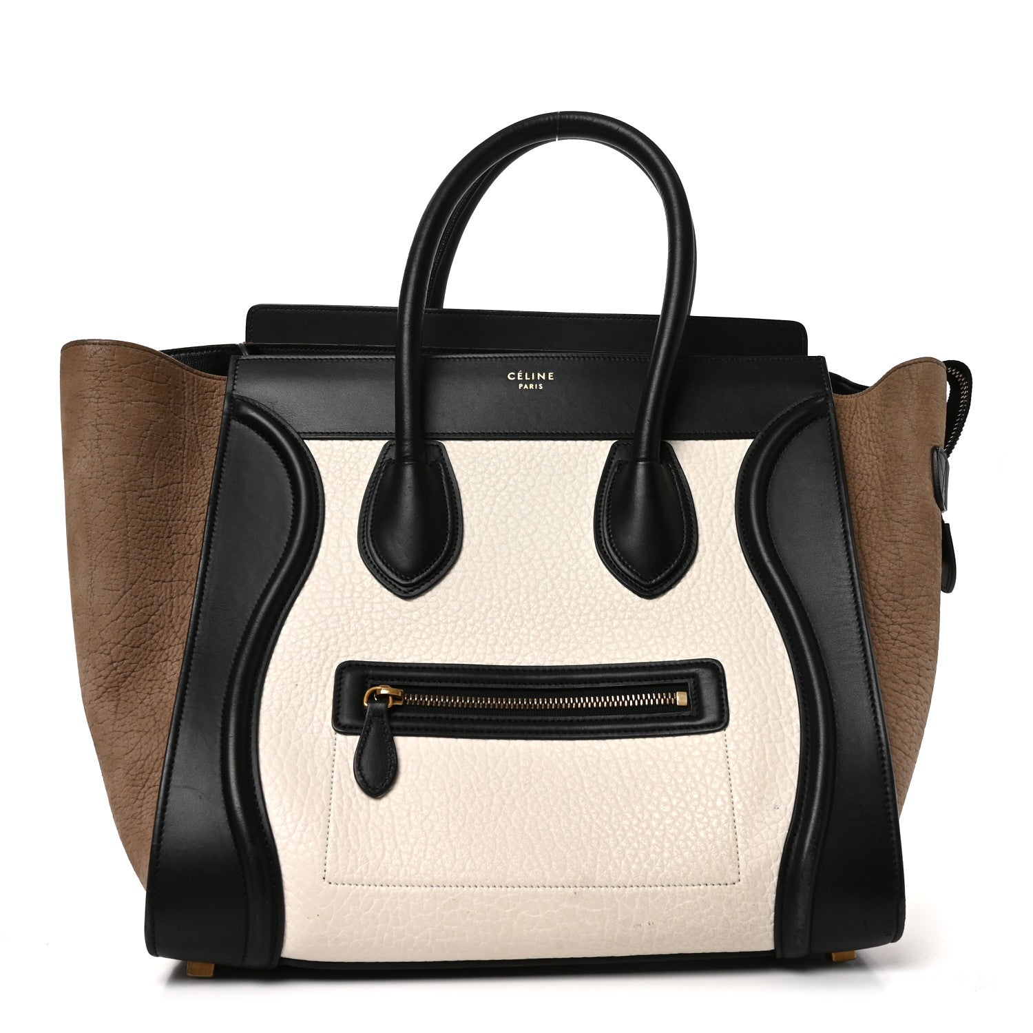 Celine Bullhide Calfskin Suede Mini Tri-Color Luggage White 1 of 9