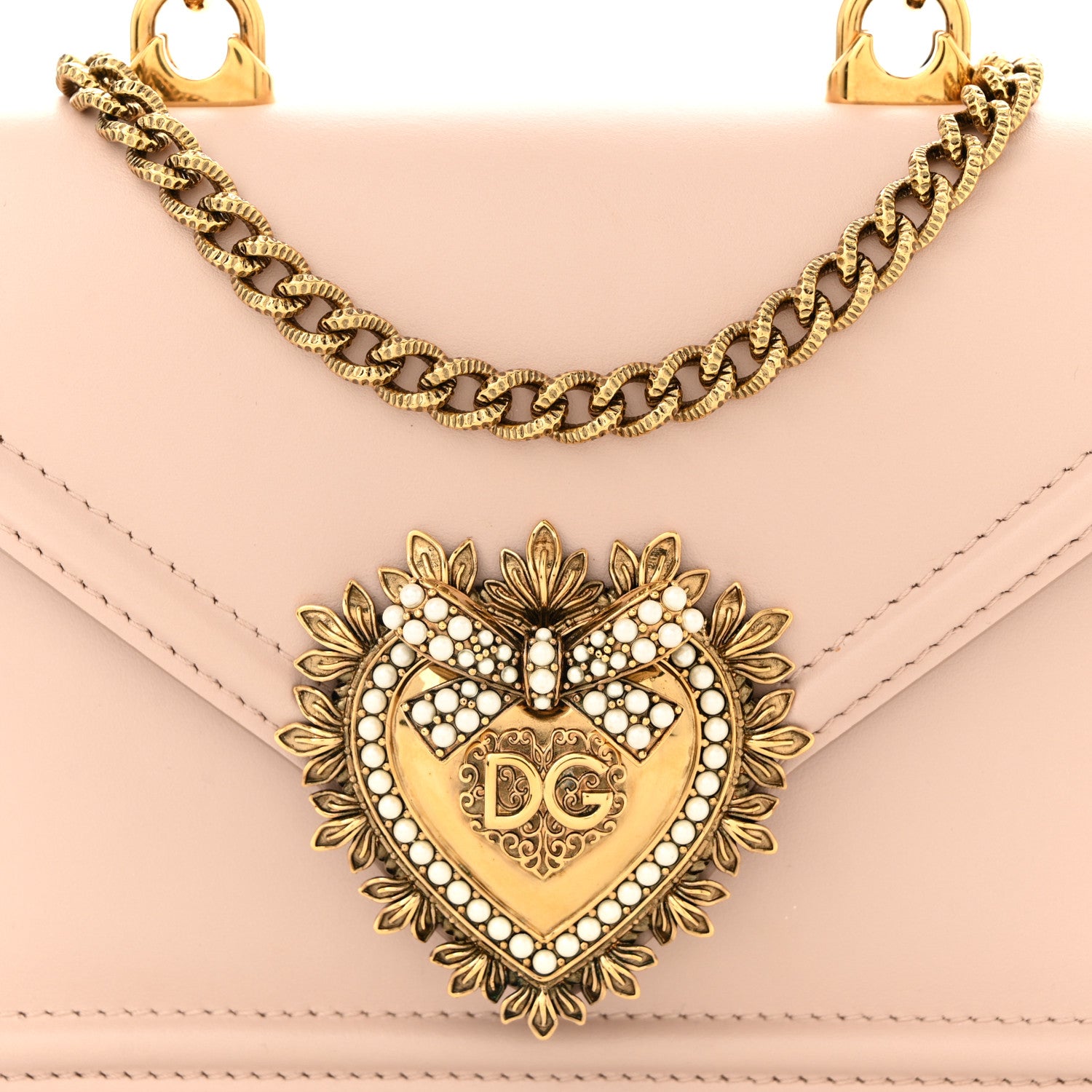 Dolce & Gabbana Smooth Calfskin Small Devotion Envelope Top Handle Bag Cipria 7 of 9