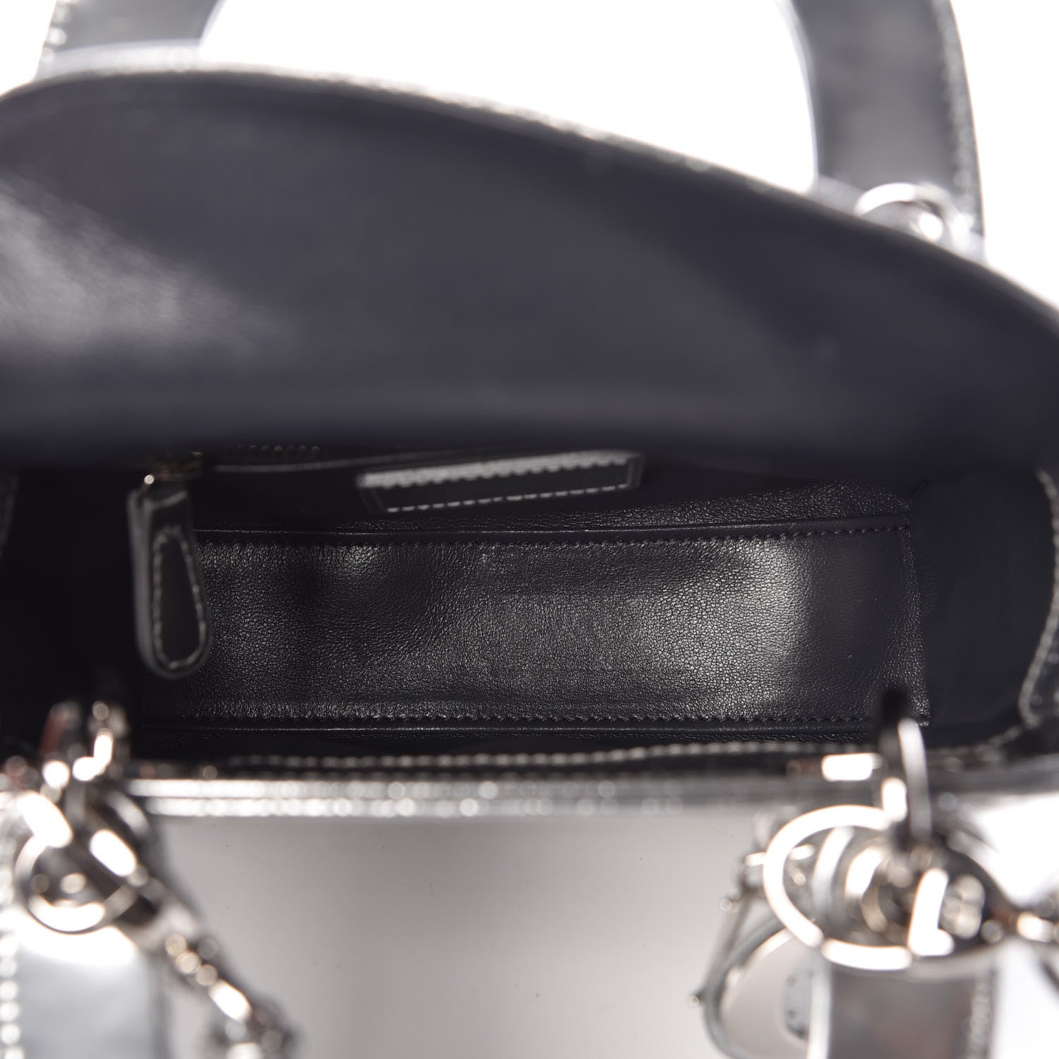Christian Dior Metallic Patent Micro-Cannage Mini Lady Dior Silver 5 of 6