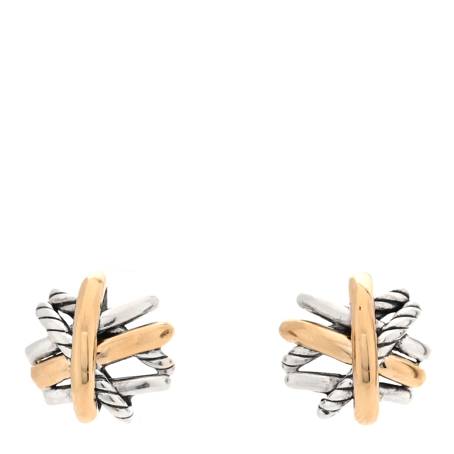 Sterling Silver 18K Yellow Gold Crossover Stud Earrings