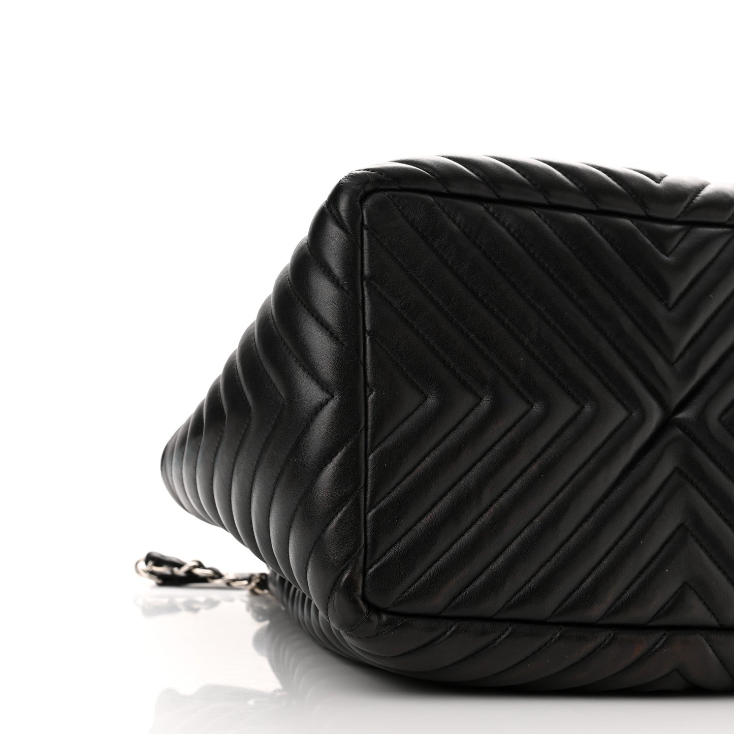 Lambskin Chevron Large Urban Spirit Drawstring Bag Black