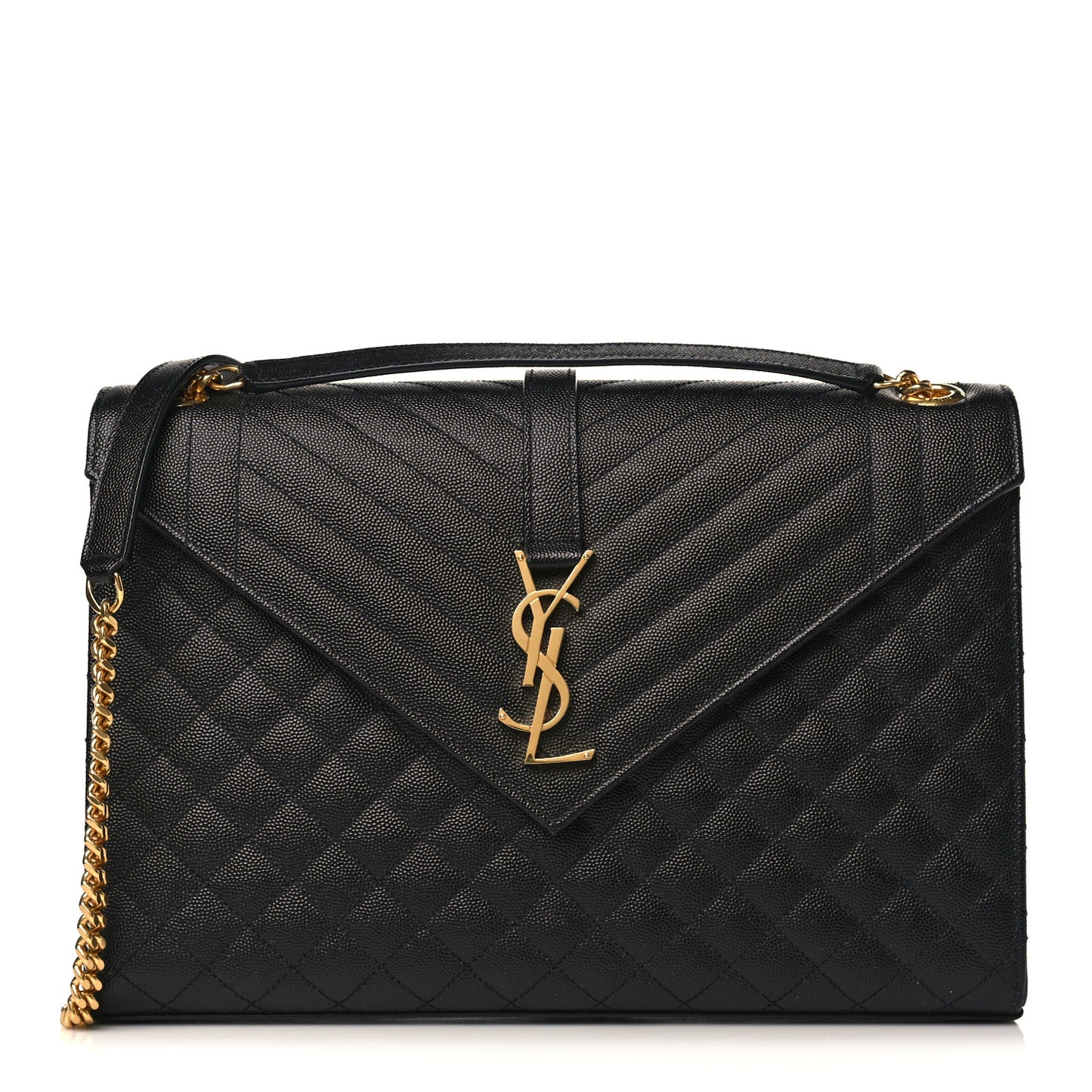 Grain De Poudre Textured Mixed Matelasse Large Triquilt Monogram Satchel Black