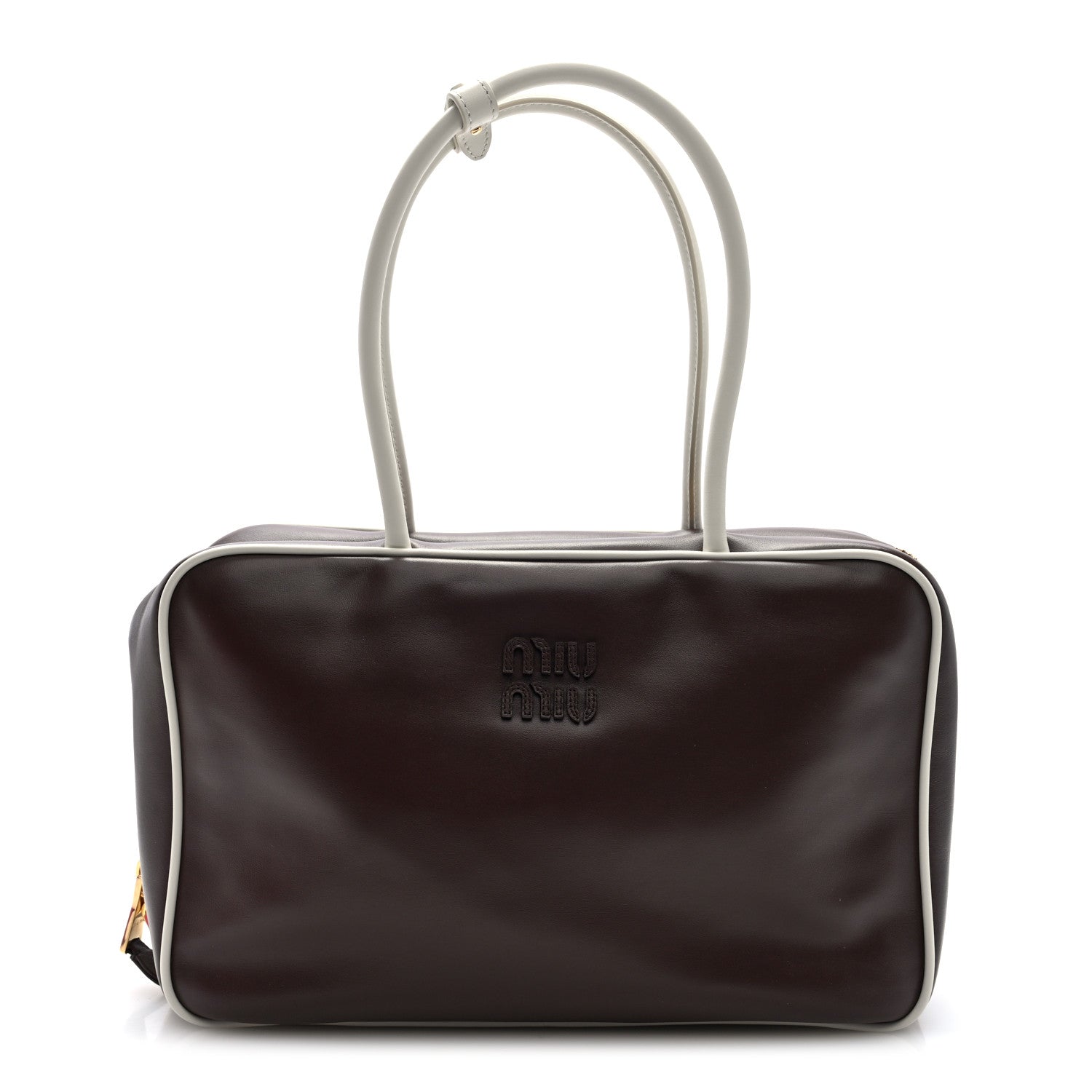 Miu Miu Soft Calf Softy Large Contrast Beau Top Handle Bag Radica White 1 of 9