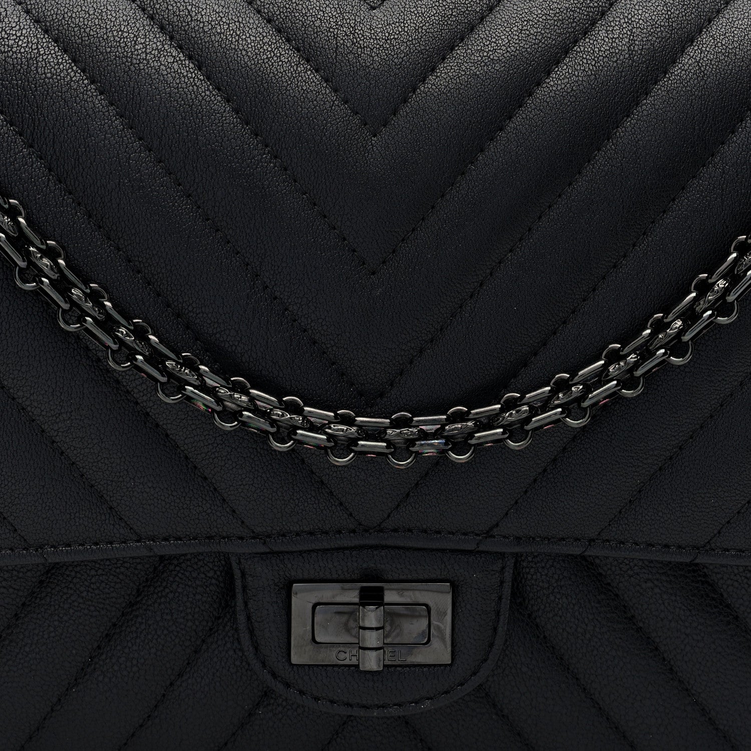 Chanel Sheepskin Chevron Quilted 2.55 Reissue 226 Flap So Black 8 of 11