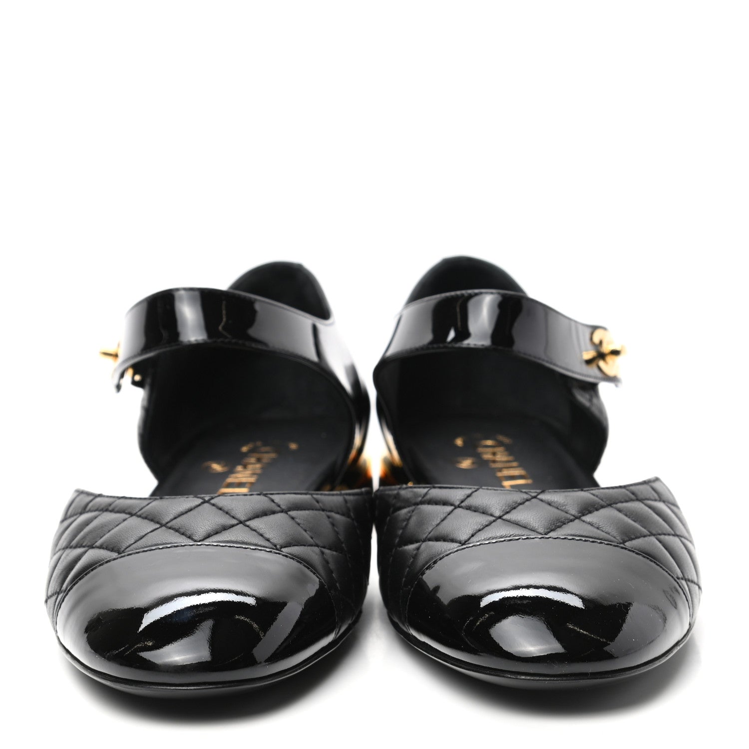 Chanel Patent Lambskin Quilted Cap Toe Ballerina Flats 41.5 Black 2 of 8