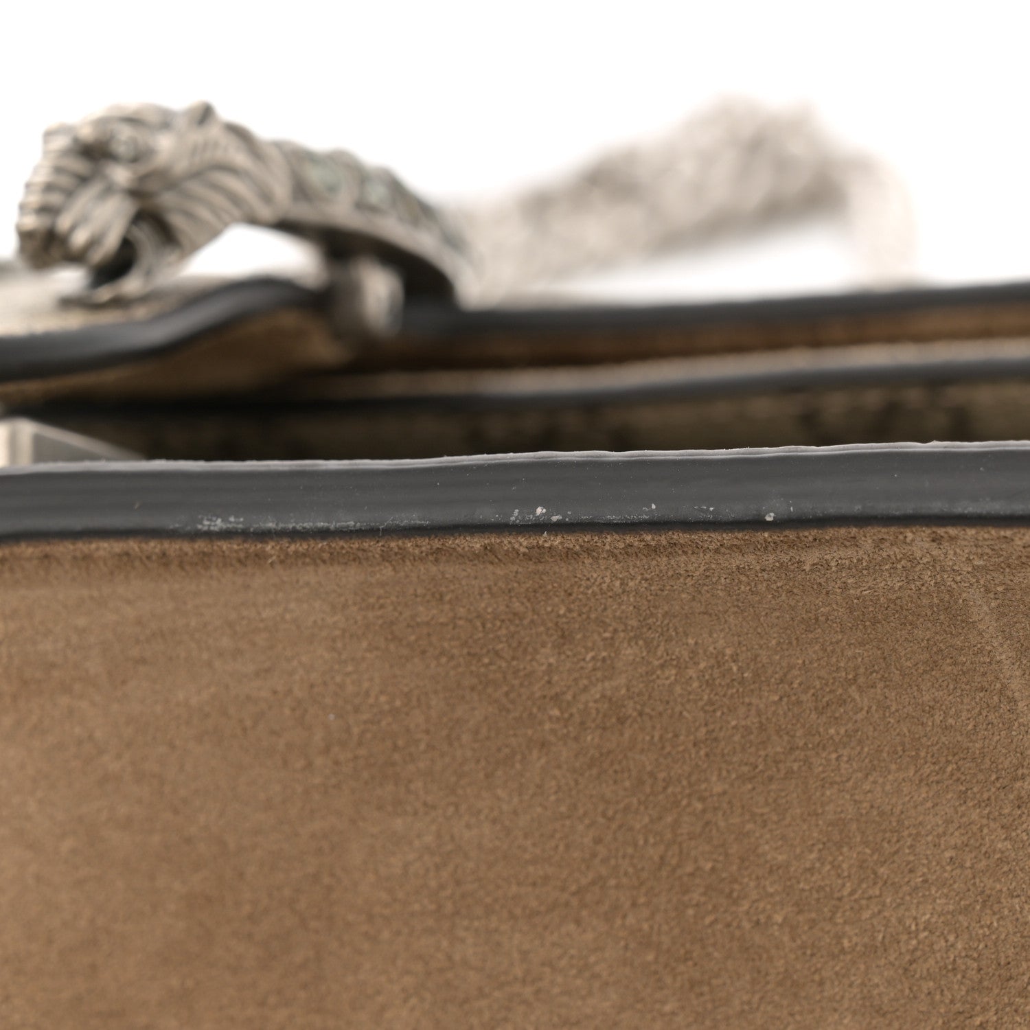 Gucci GG Supreme Monogram Suede Crystal Small Dionysus Shoulder Bag Beige Ebony Taupe 12 of 13