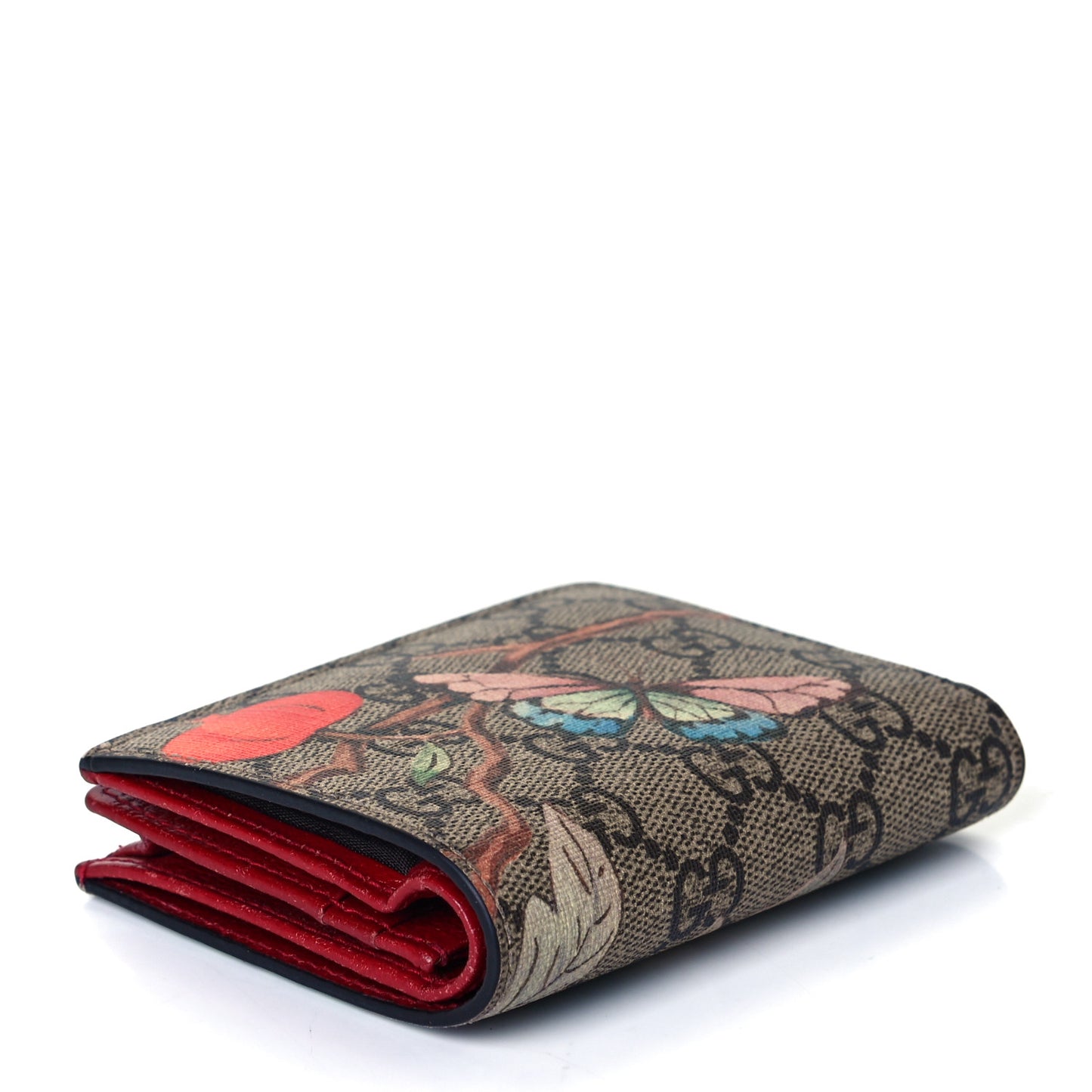 GG Supreme Monogram Tian Card Case Beige Multicolor Red