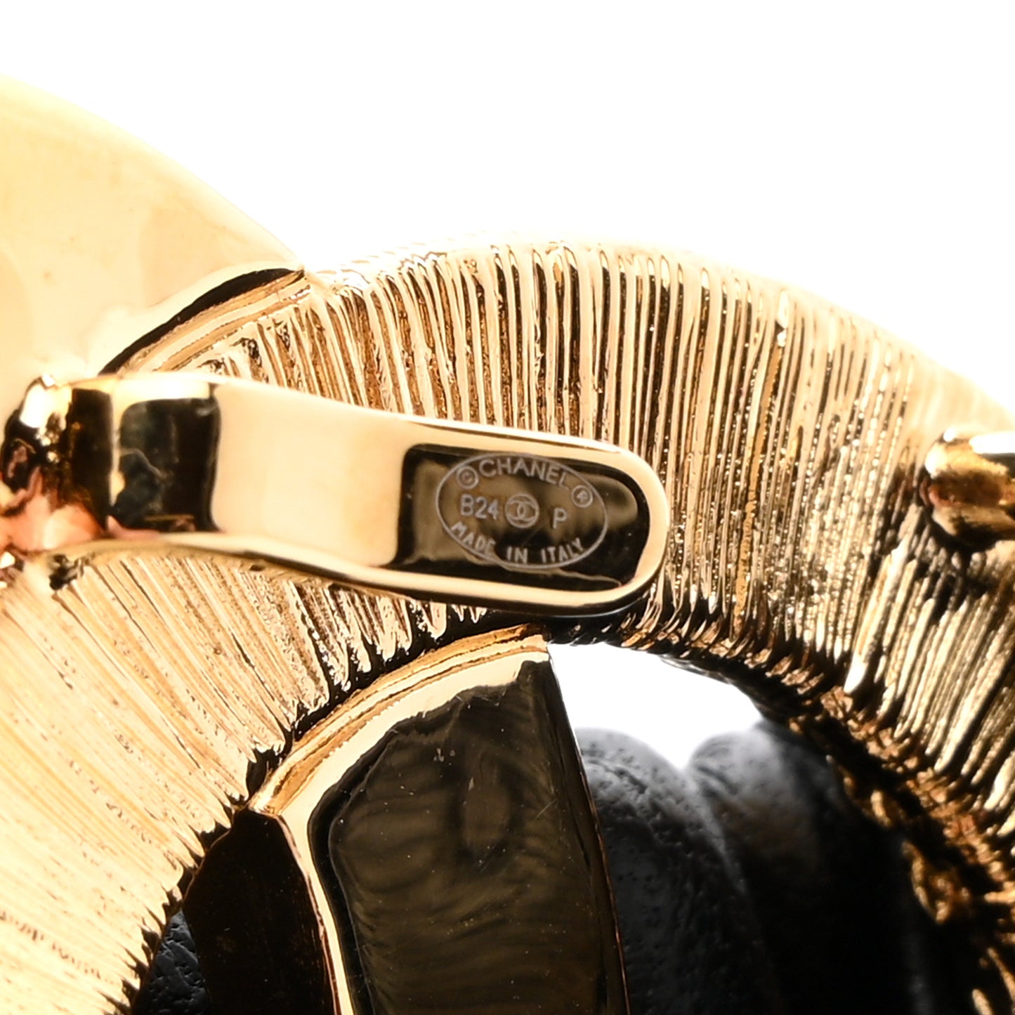 Lambskin Metal Ruched Chain CC Belt 80 32 Black