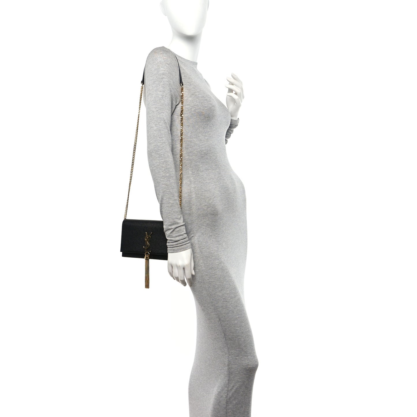 Grain De Poudre Classic Monogram Kate Tassel Chain Wallet Black