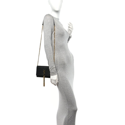 Saint Laurent Grain De Poudre Classic Monogram Kate Tassel Chain Wallet Black 2 of 9