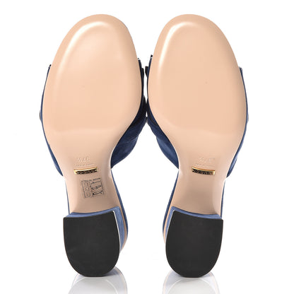 Gucci Kid Scamosciato GG Marmont Fringe 75mm Slide Sandals 37.5 Blue Ink 9 of 11