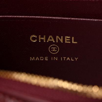 Chanel Calfskin Crocodile Embossed Top Handle Slim Vanity With Chain Dark Burgundy 6 of 11