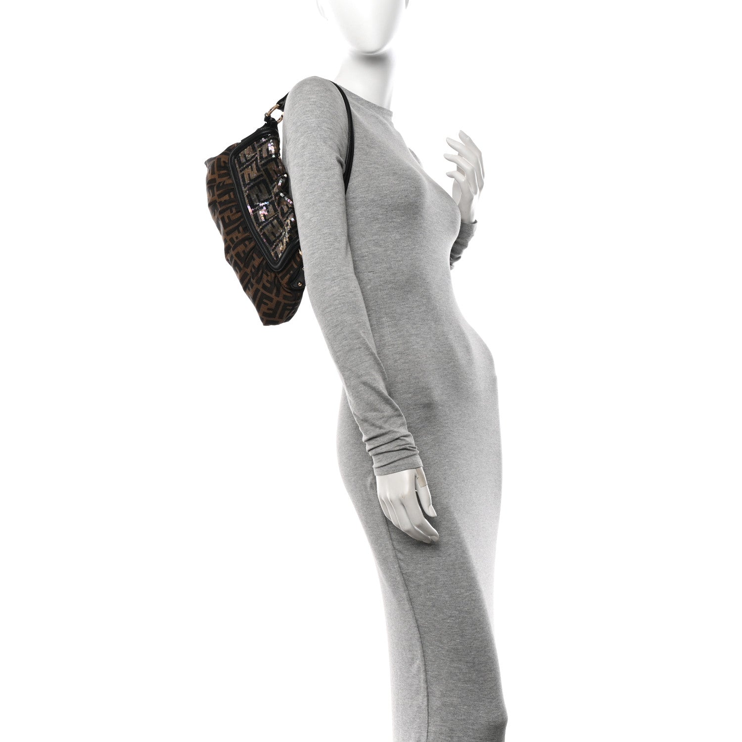 Fendi Zucca Sequin Chef Shoulder Bag Tobacco 2 of 16