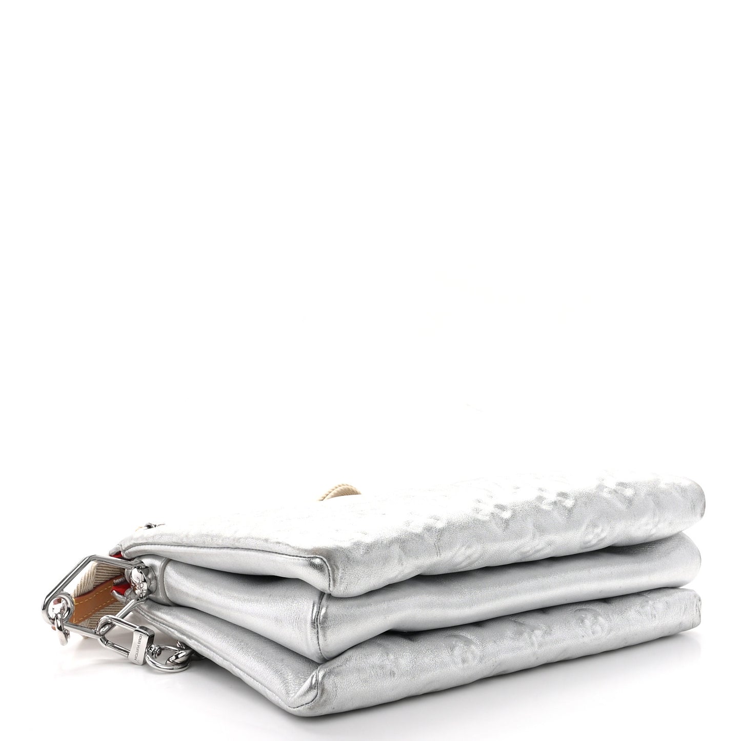 Metallic Lambskin Embossed Monogram Coussin BB Silver