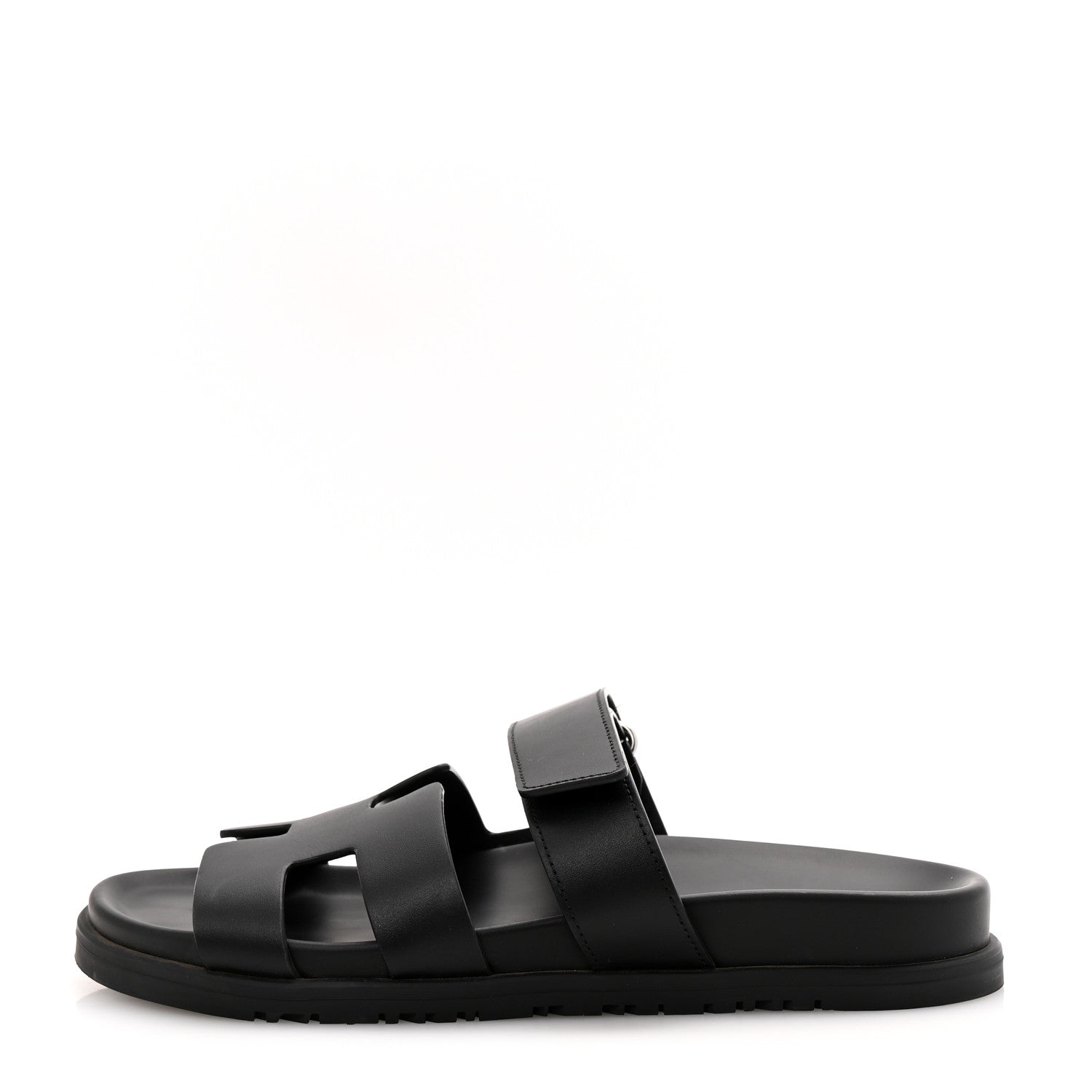 Hermes Calfskin Womens Chypre Sandals 38.5 Black 1 of 10
