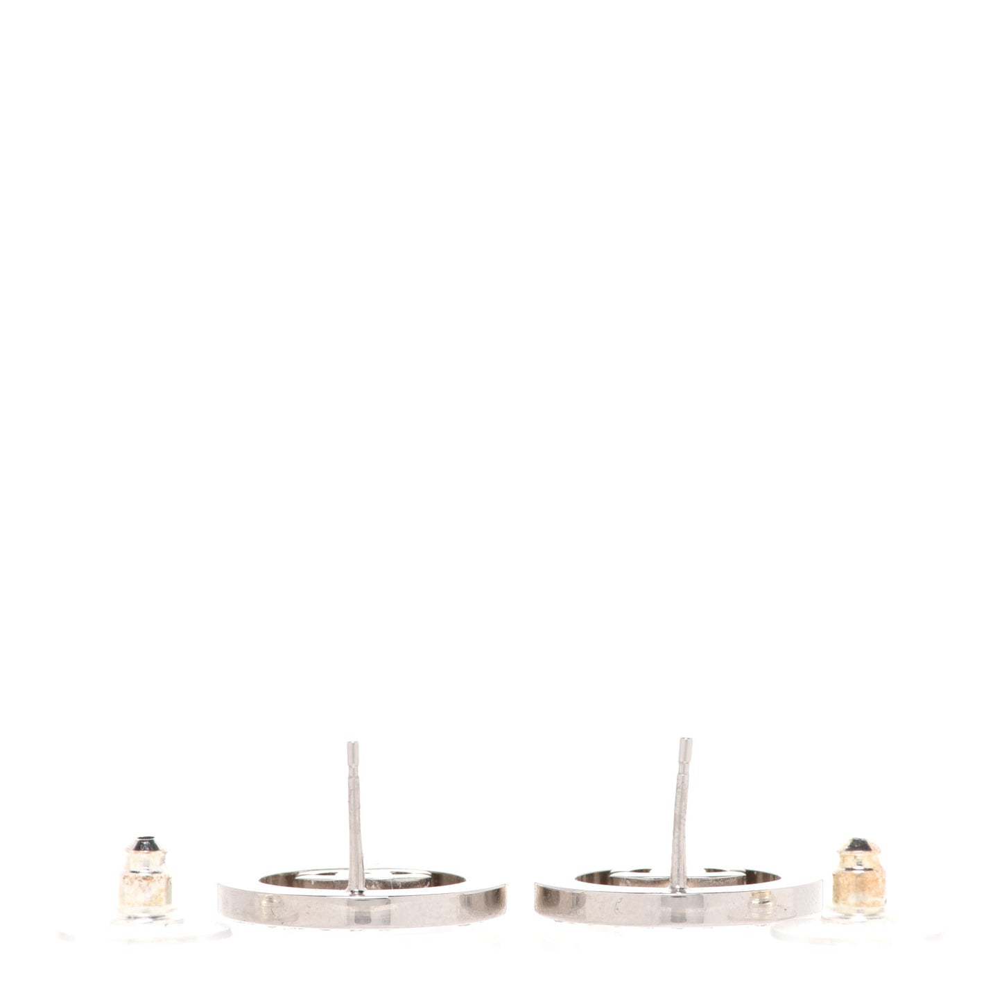 Crystal CC Round Earrings Silver