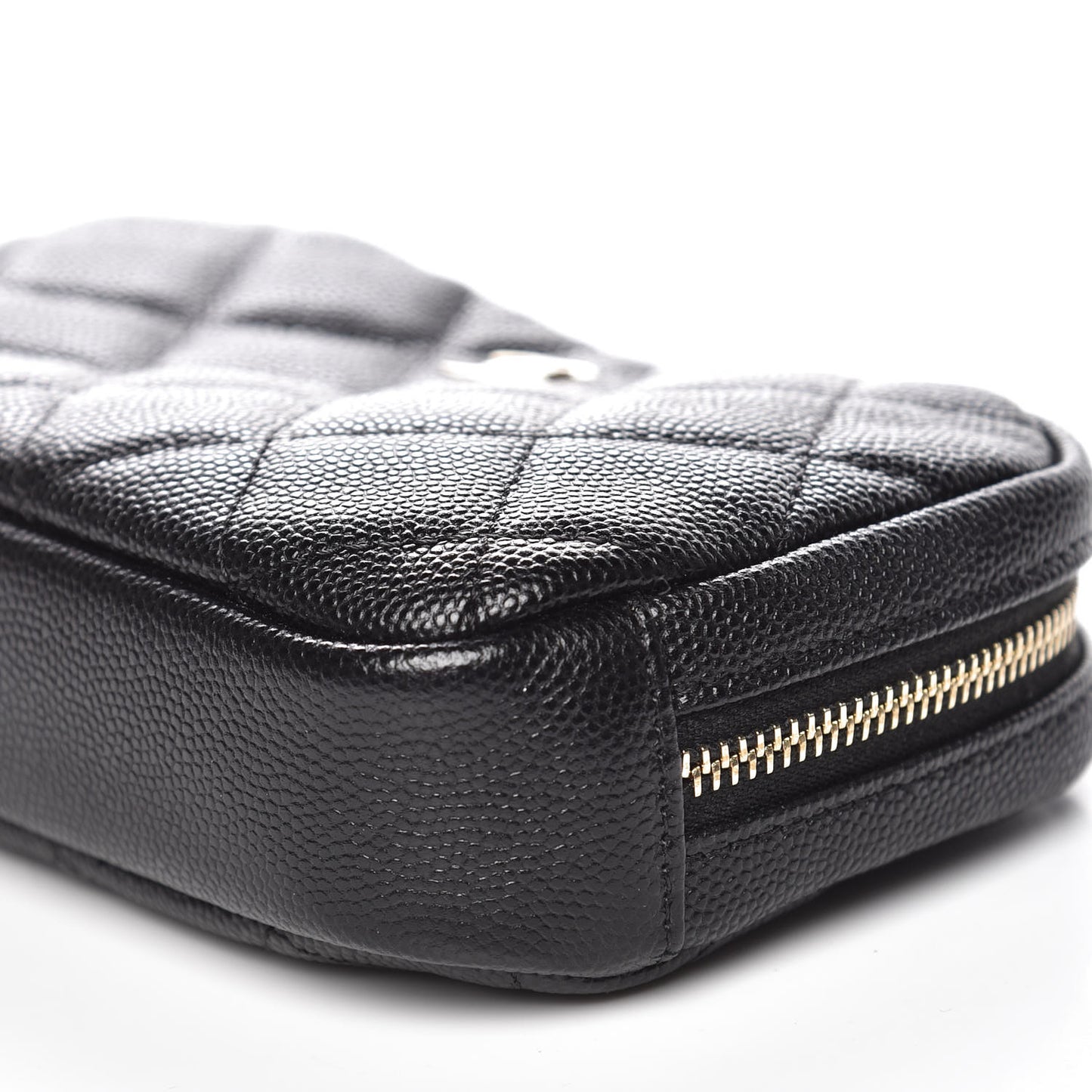 Caviar Quilted Small Curvy Pouch Cosmetic Case Black