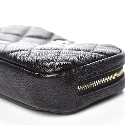 Chanel Caviar Quilted Small Curvy Pouch Cosmetic Case Black 9 of 9