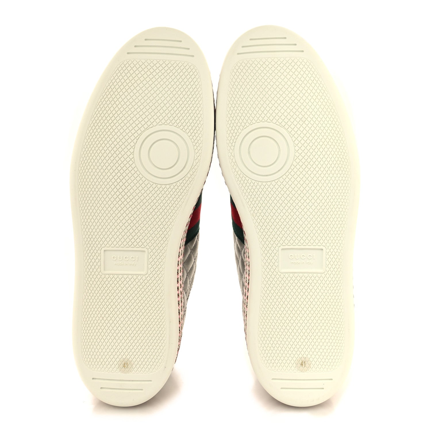 Gucci Laminated Nappa Crystal Web Bee Embroidered Trapuntata Womens Ace Platform Sneakers 41 Argento 5 of 8