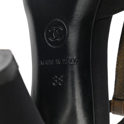 Chanel Satin Canvas Pearl Bow Sandals 38 Black 6 of 14