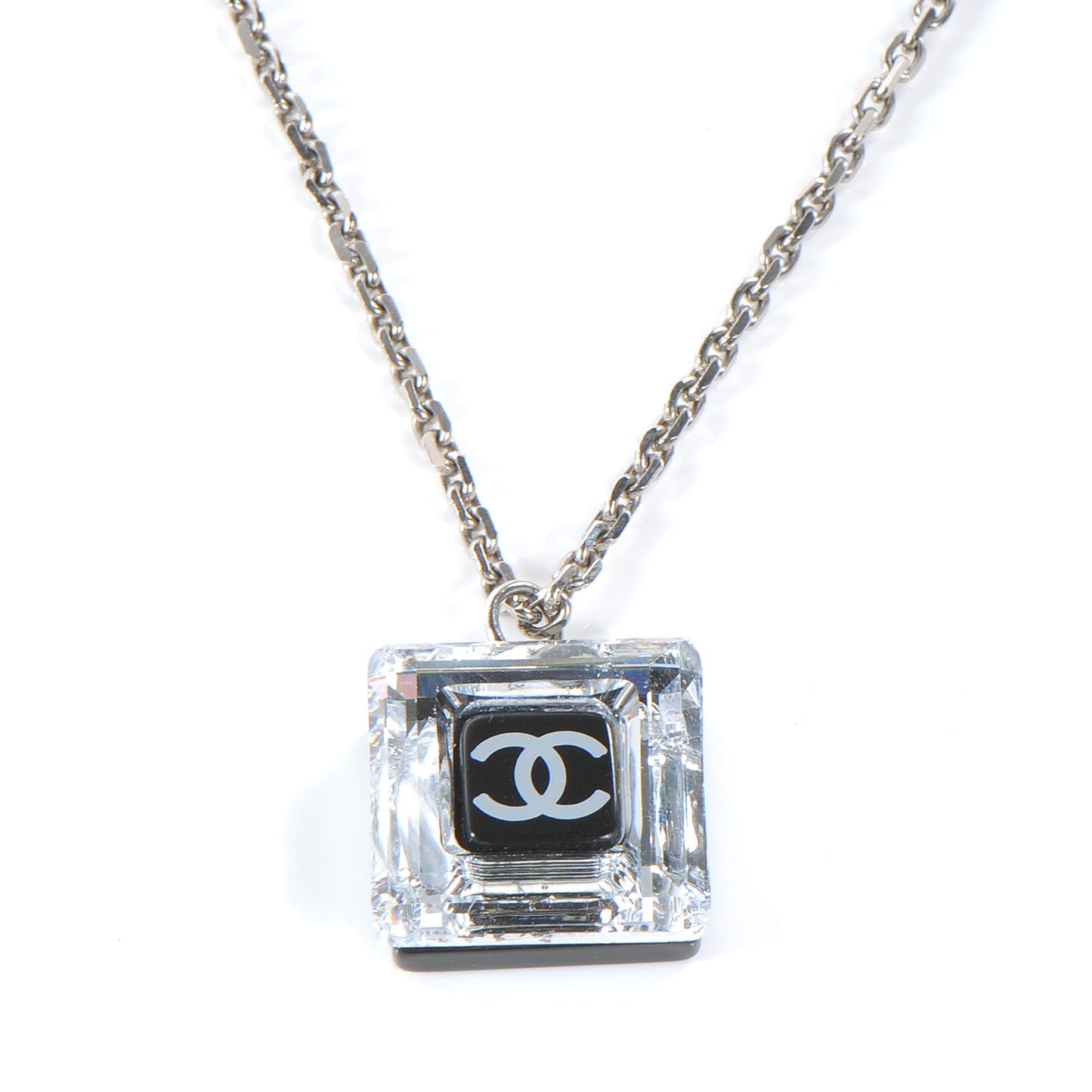 Crystal CC Square Charm Necklace