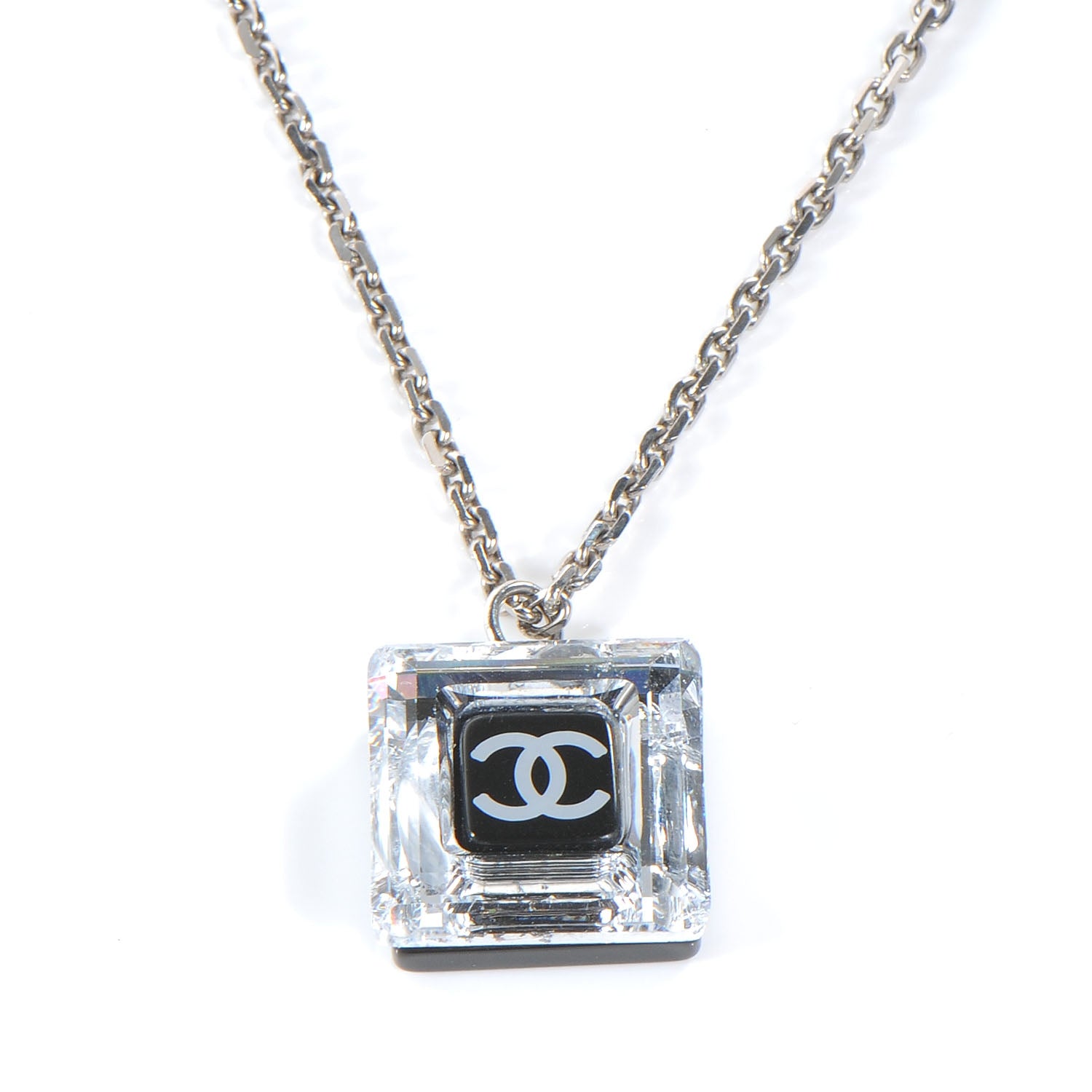 Chanel Crystal CC Square Charm Necklace 1 of 5