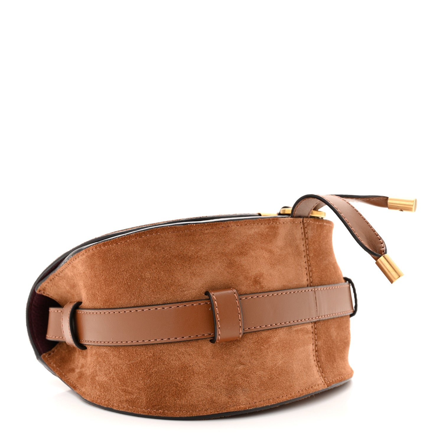 Chloe Suede Calfskin Mini Marcie Round Crossbody Bag Tan 4 of 10
