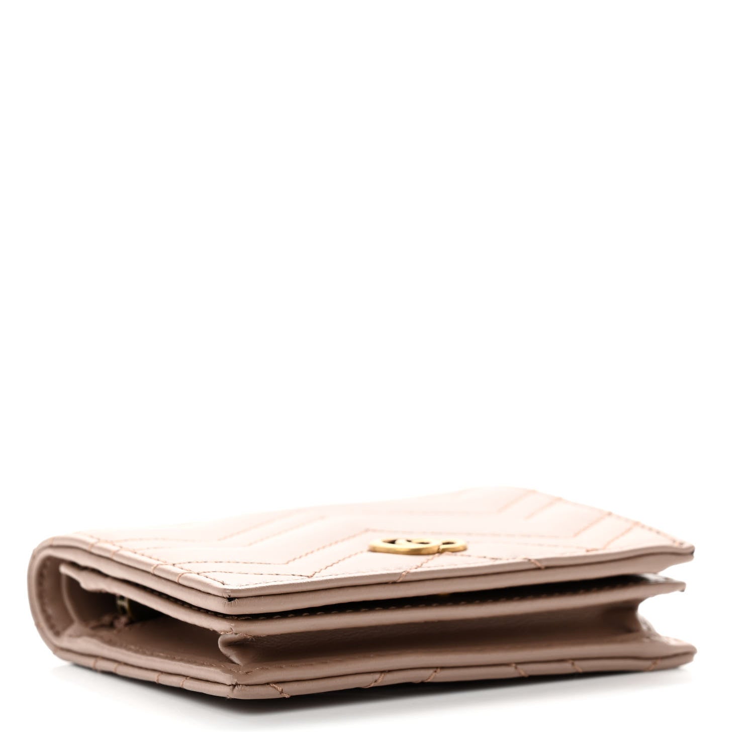 Gucci Calfskin Matelasse GG Marmont Card Case Wallet Porcelain Rose 4 of 7