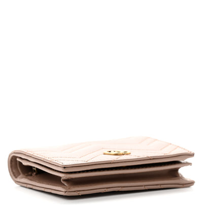 Gucci Calfskin Matelasse GG Marmont Card Case Wallet Porcelain Rose 4 of 7