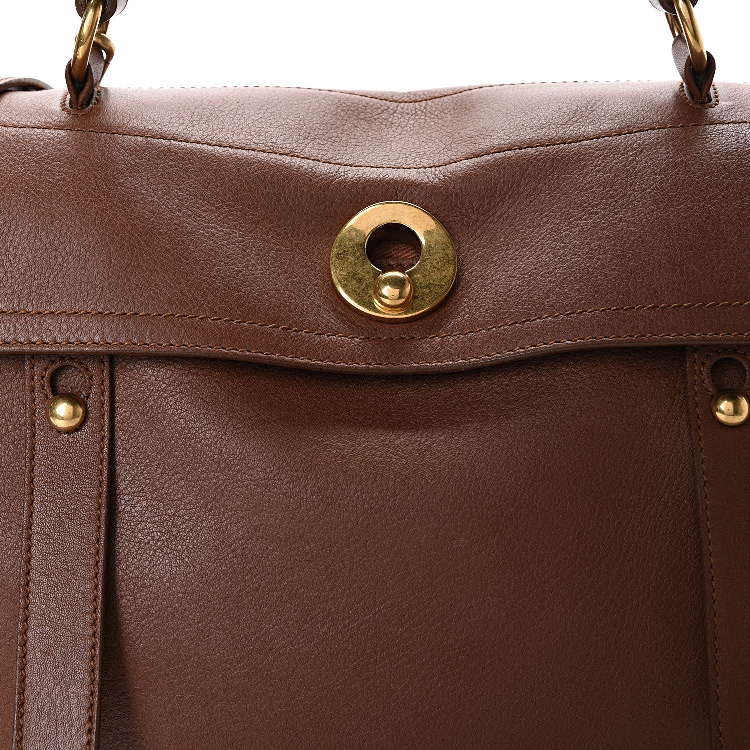 Saint Laurent Calfskin Canvas Medium Muse Two Brown 7 of 12