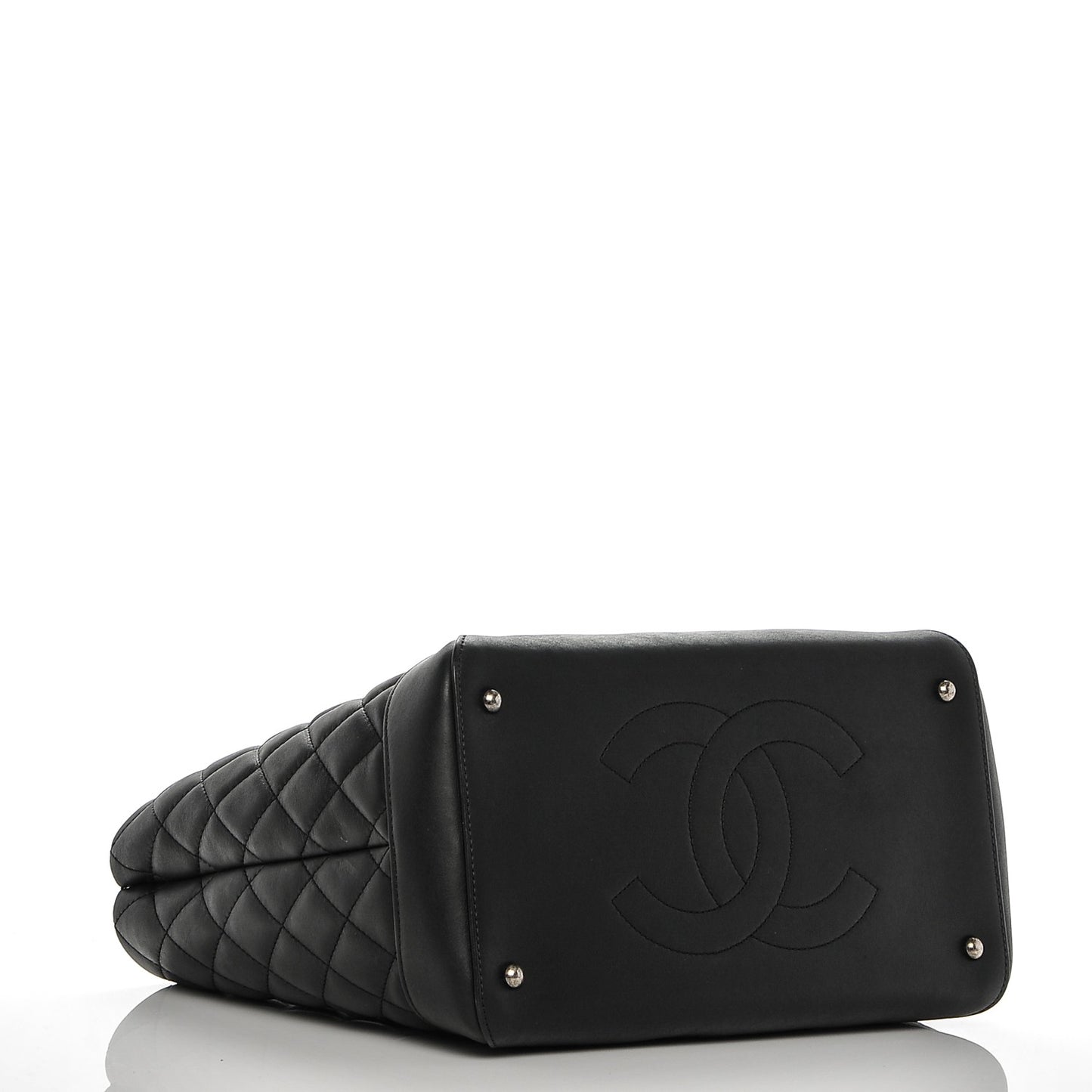 Calfskin Quilted Small Easy Shopping Tote Black