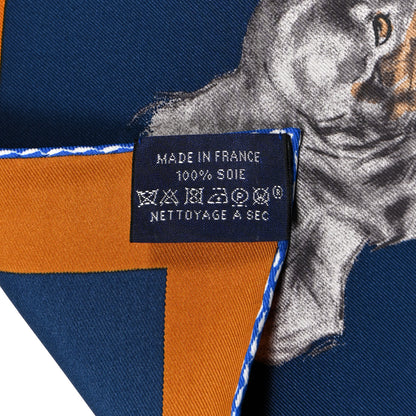 Hermes Silk Les Bassets Scarf 70 Marine Sepia 4 of 4