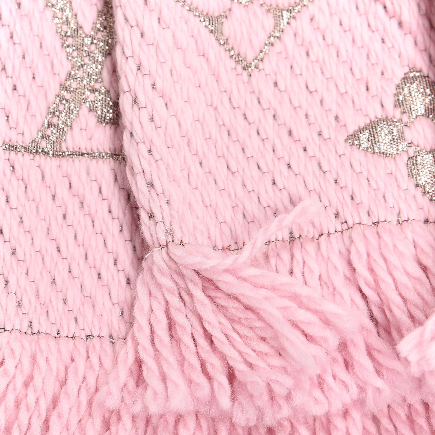 Louis Vuitton Wool Silk Logomania Shine Scarf Pink 4 of 4