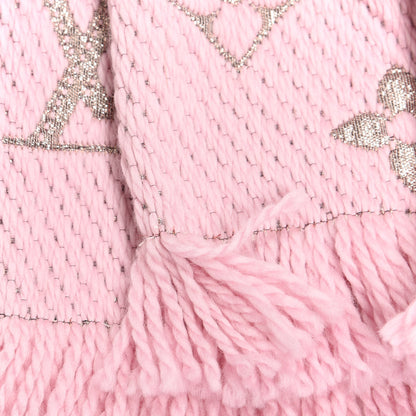 Louis Vuitton Wool Silk Logomania Shine Scarf Pink 4 of 4