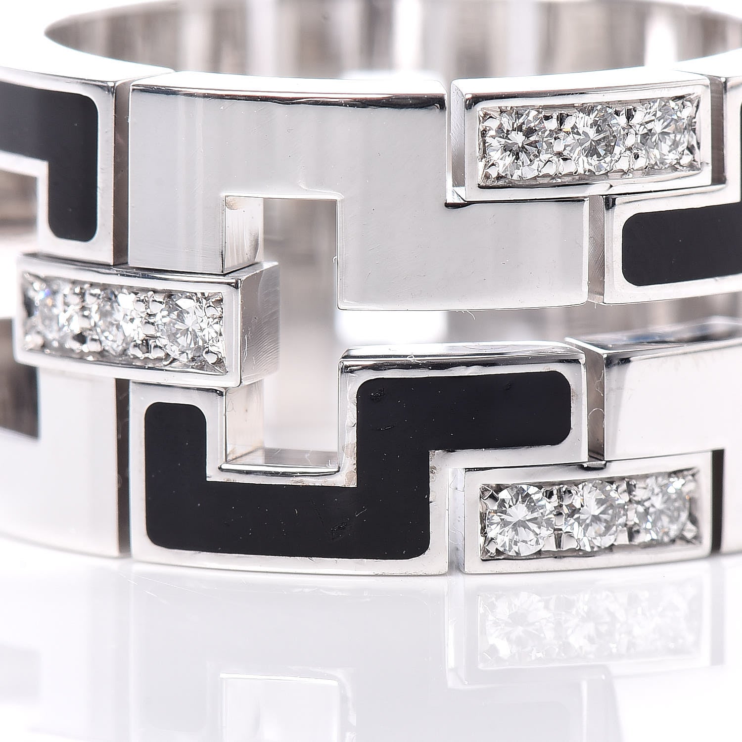 Cartier 18K White Gold Enamel Diamond Le Baiser Du Dragon Ring 52 6 6 of 7
